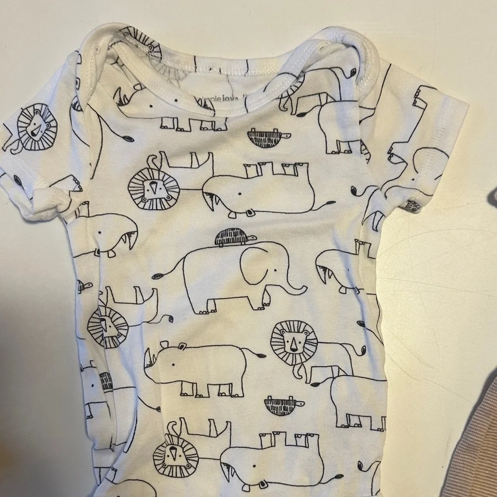 Carter's Animal Print and Solid Bodysuits - Blue, Brown, White